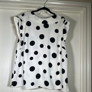 Eloquii Black and White Polka Dot Blouse